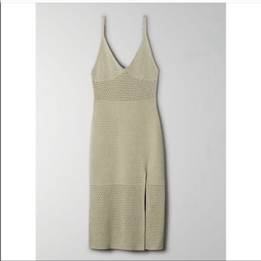 Aritzia wilfred evie crochet dress in silver sage